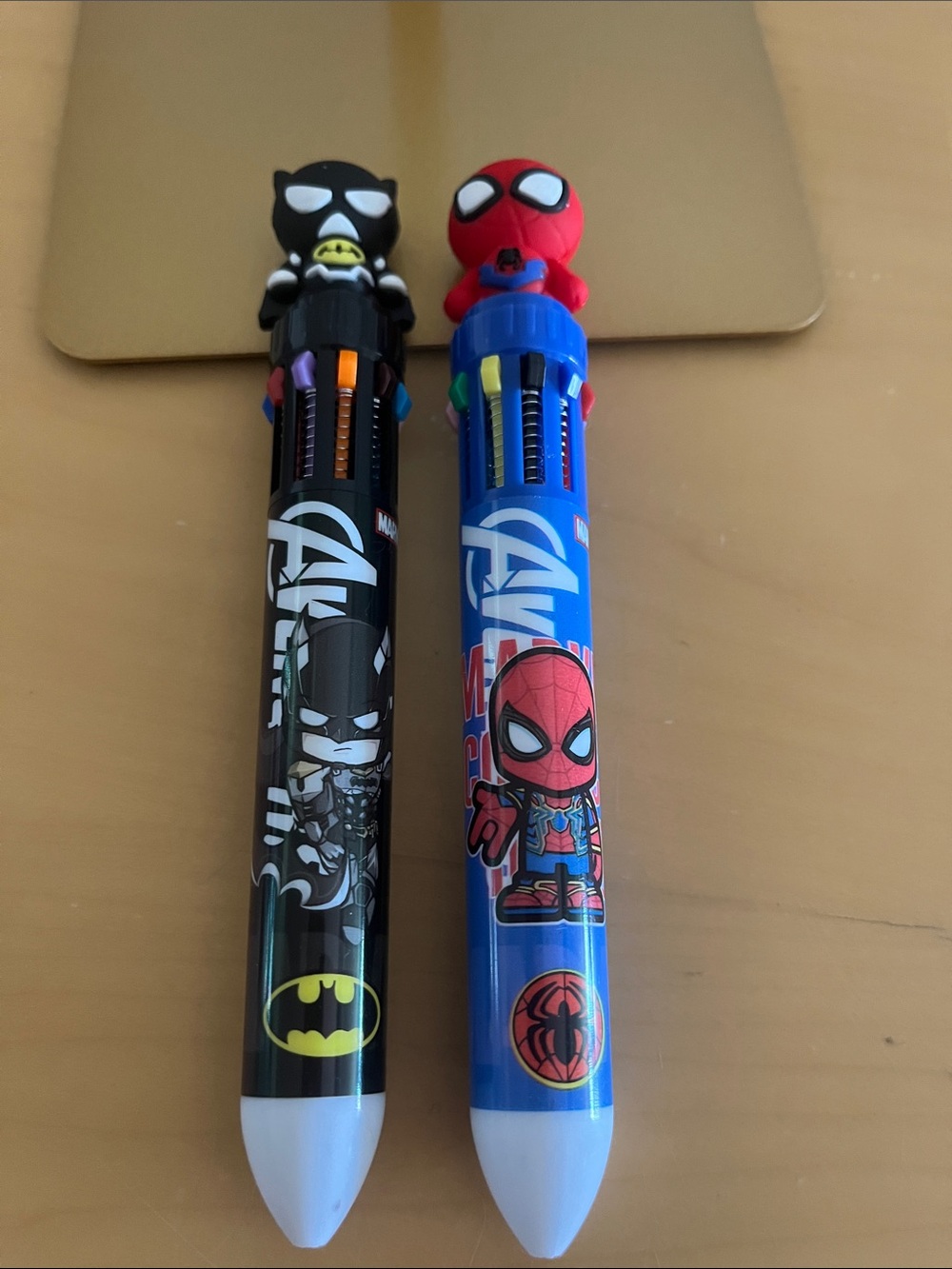 Marvel Spider-Man and Batman Multicolor Retractable Kids Pens - Blue & Black